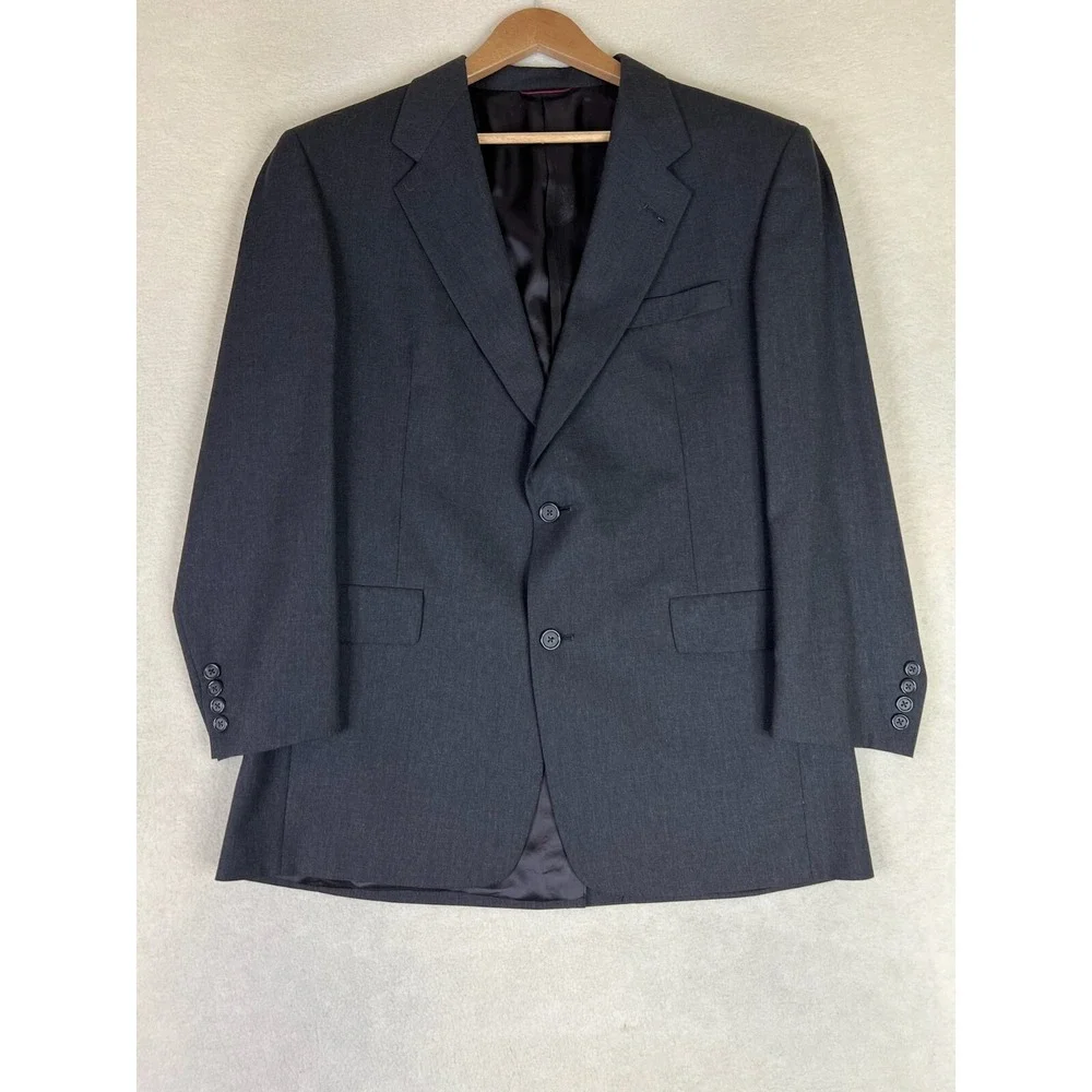 Hart Schaffner Marx Blazer Men's 41R Gray 2 Button Suit Jacket HSM 100's